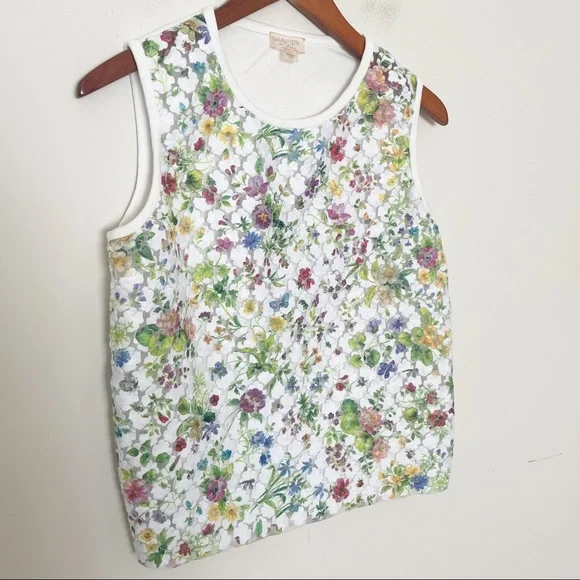 Giambattista Valli Womens Embroidered Embellished Sleeveless Top White Size M - Picture 2 of 8